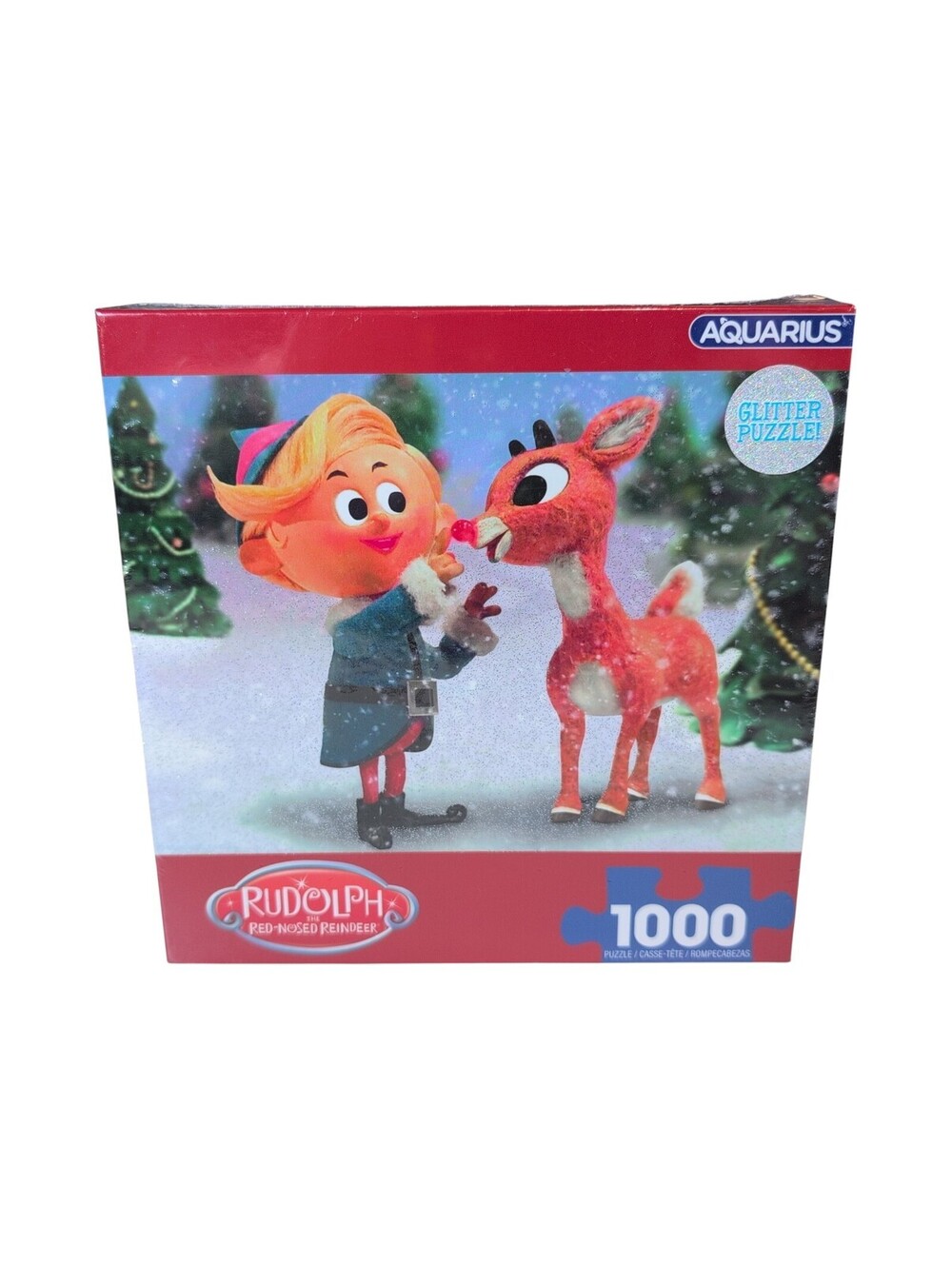 Rudolph The Red-Nosed Reindeer & Hermie 1000 Piece Glitter Puzzle Jigsaw Sealed